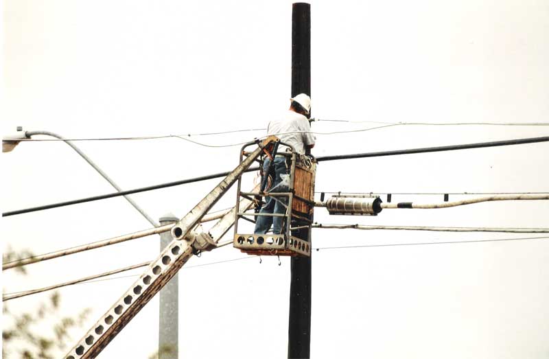 Aerial Pole telsta truck worker